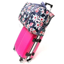 Женская печатная сумка для тренажерного зала фитнеса большой емкости складная дорожная сумка Прикрепленная на тележке