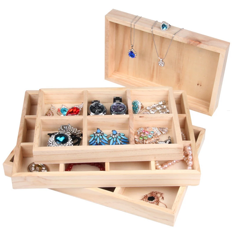 

High Quality Wood Jewelry Display Case Tray Holder Jewelry Storage Jewelry Organizer Bracelet Ring Necklace Earring Storage Box