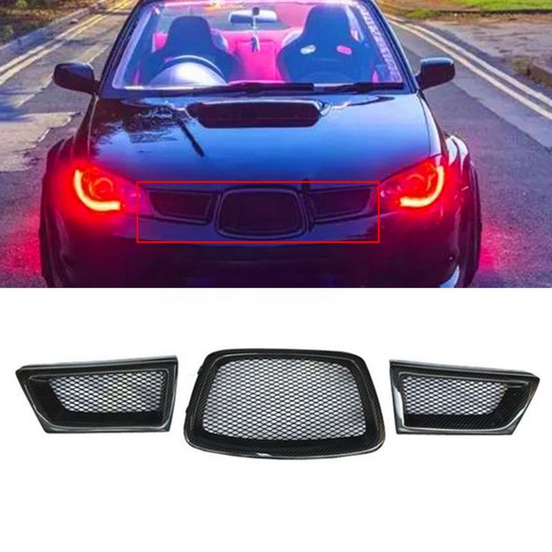 3 шт./компл. Передняя сетчатая решетка из углеродного волокна для Subaru Impreza WRX STi 9th