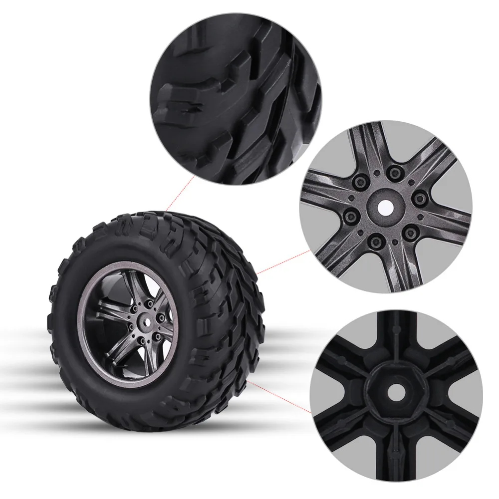 2018 New 2PCS/Set RC Car Wheel TPR Tyre Tires & Hubs Wheel Rims Rubber