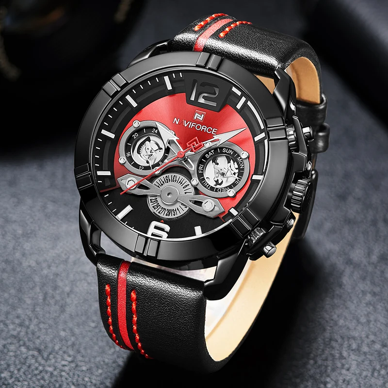 Мужские часы NAVIFORCE роскошные брендовые модные спортивные кварцевые мужские с