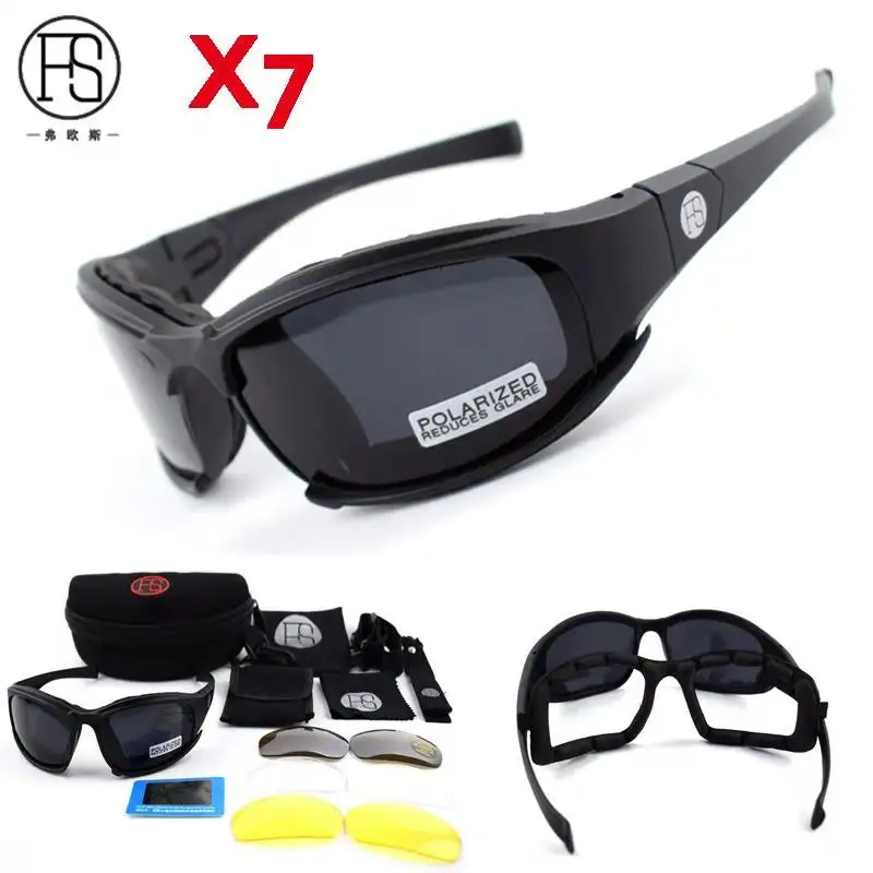 

X7 Tactical Sport Polarized Army Military Goggles UV400 Protection Sunglasses 4 Lens Men Shooting Eyewear Hiking Camping Glasses