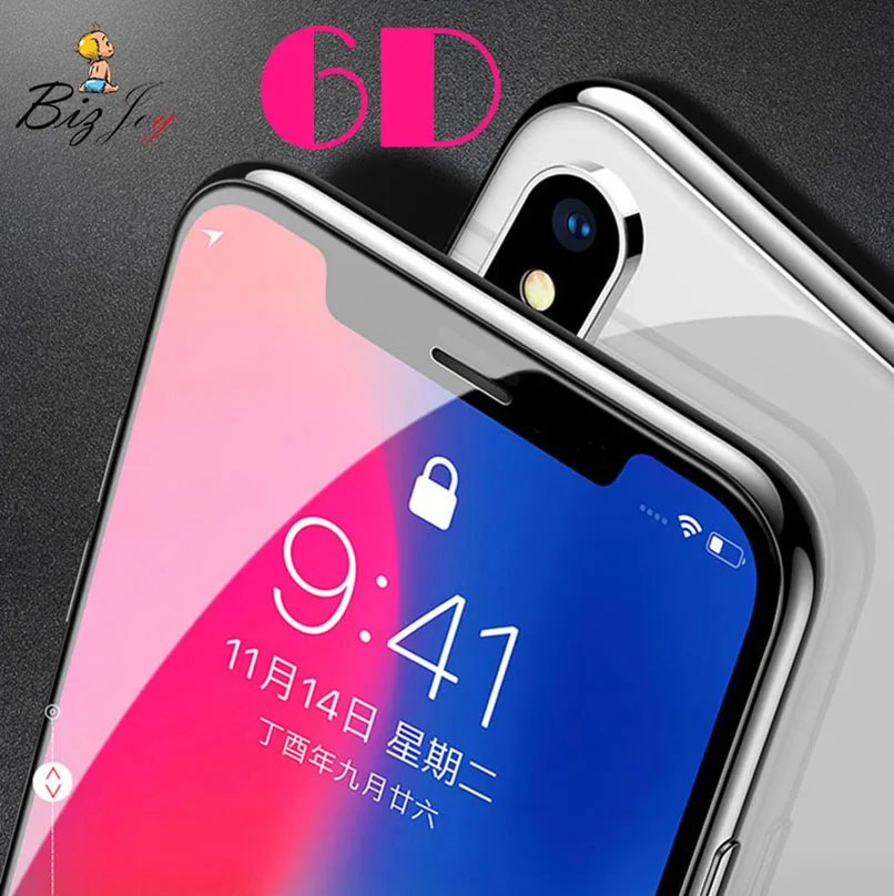 6D полное покрытие 9H закаленное стекло Защита экрана для iphone 7 7S 7plus X 8 5 5s 5c SE 6 6s 10 plus