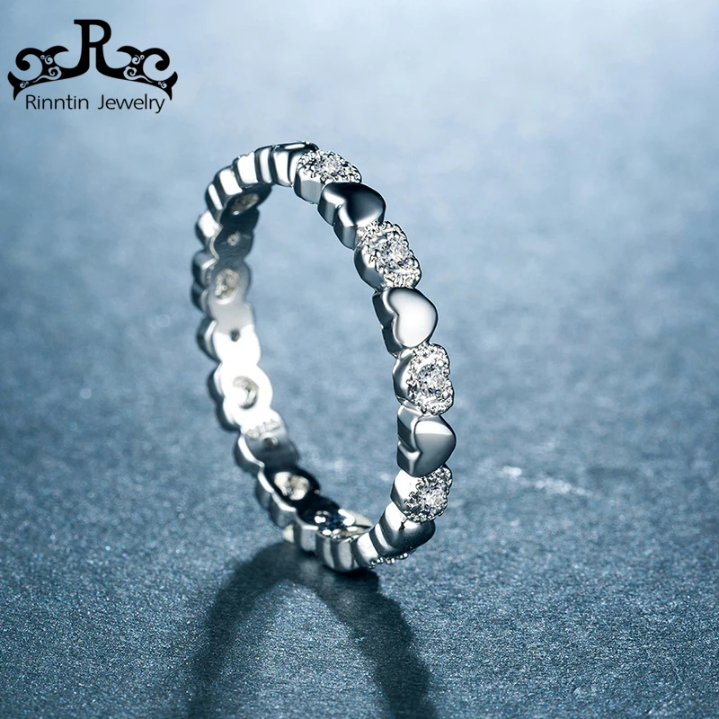 

2019 ORSA JEWELS Female Male Rings with Silver Color Round Shape & Heart Shape AAA Cubic zirconia Fashion Jewelry RLR05