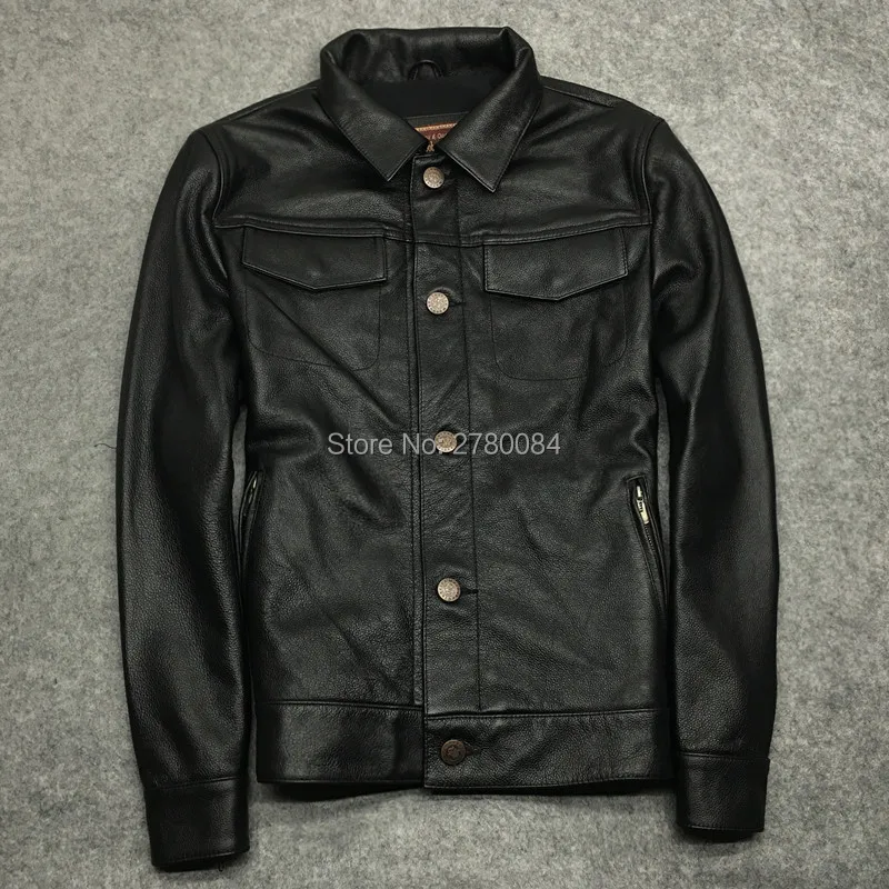 

GU.SEEMIO genuine leather jacket zhirou sheep skin coat for men motorbycle real leather outwear punk vintage slim suit male