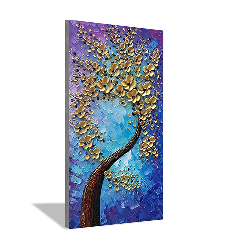 Vertikal Persegi Panjang Biru Pohon Keberuntungan Digambar Tangan Minyak Lukisan Dinding Rumah Minimalis Modern Lukisan Abstrak Painting Calligraphy Aliexpress