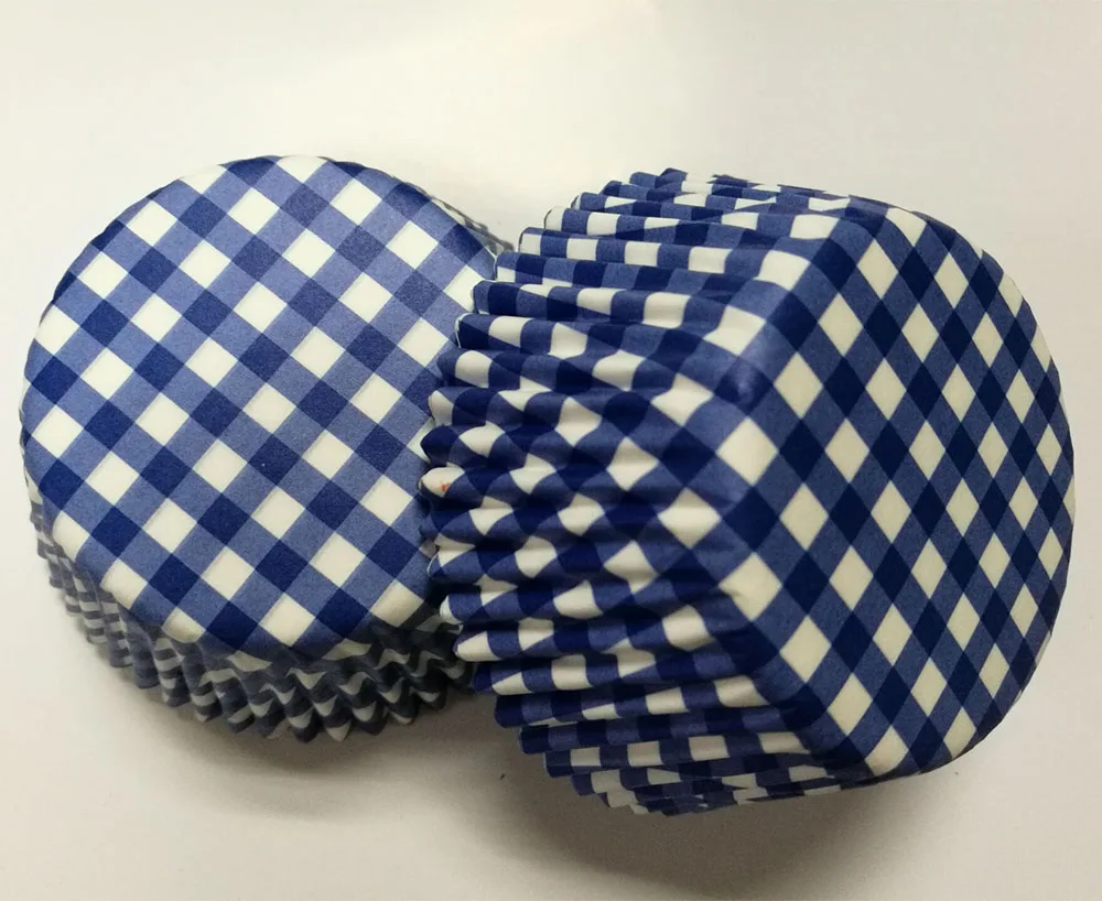 Прямая 50x мешалка/сетка Свадебная бумажная форма для кекса для маффинов и капкейков форма для выпечки Чехол Держатель обертка - Цвет: blue grid