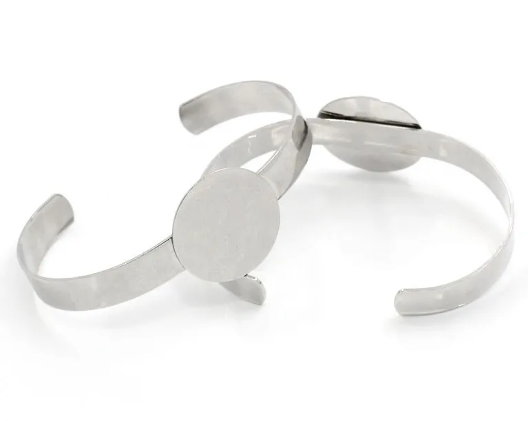 25mm Flat Blank Bangle Base Bracelet Blank Findings Silver Platedin
