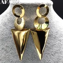 Модные длинные серьги из нержавеющей стали для женщин ювелирные изделия золотой цвет геометрический серьги ювелирные изделия Букле d'oreille femme E612547