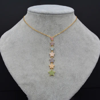 

Colourful star necklace is lovely and moving little schoolgirl necklace day fastes a style