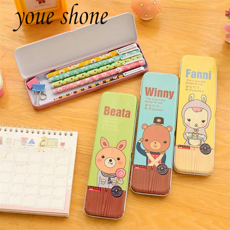 

2018 Monolayer Tiekou Stationery Box Creative Pupil Cute Pencil Cartoon Pen Prize For Students