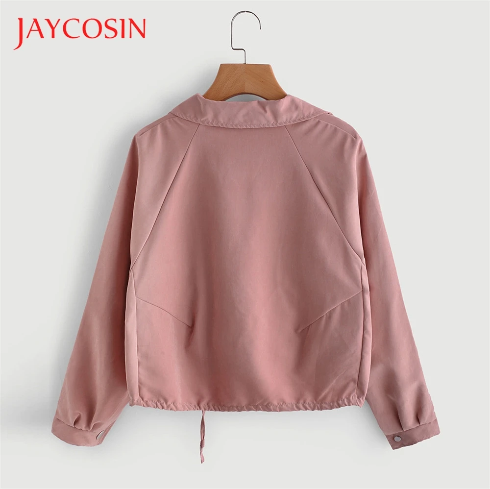 Модная и стильная Осенняя женская короткая куртка JAYCOSIN с розовыми пуговицами