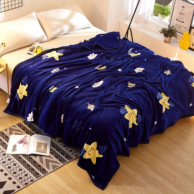 New Bright Star Pattern Fleece Blanket Winter Warm Thick Christmas