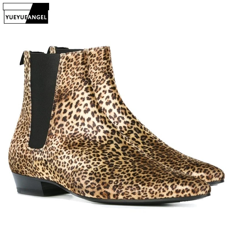 mens leopard chelsea boots