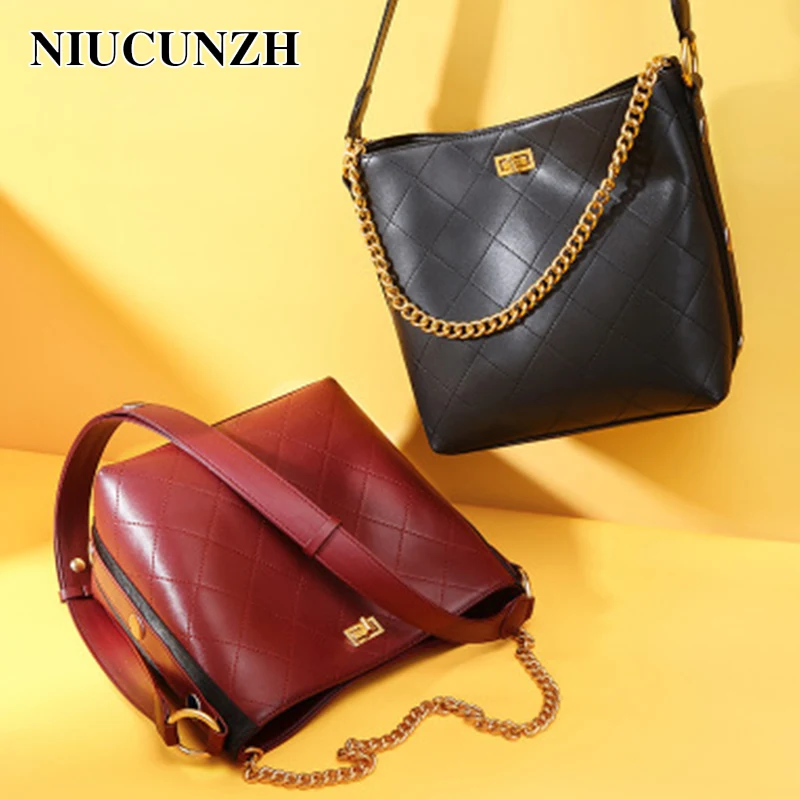 

NIUCUNZH New Arrival Top-Handle bag Women Leather Shoulder bag female luxury handbags Women bags designer Chain Messenger bags