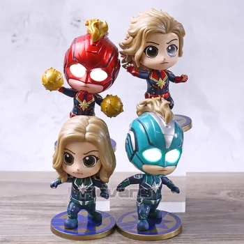 

Marvel Super Hero Captain Marvel Arol Danvers PVC Figures with LED Light Toys Dolls 4pcs/set
