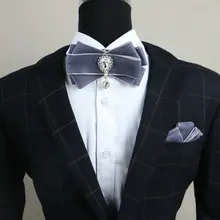 HISUMA Британский мужской свадебный банкетный костюм вечерние рубашки с воротником галстук-бабочка новинка бренд жениха Ретро Кристалл горный хрусталь галстук-бабочка
