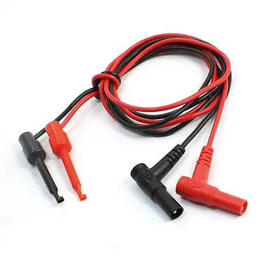 

free shipping Right Angle Banana Plug to Test Hook Clip Probe Insulation Lead Cable 1m 2 Pcs