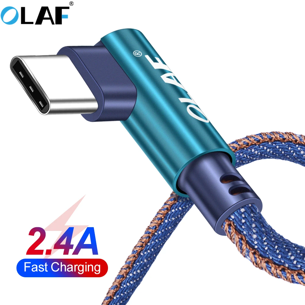 

90 Degree USB Type C Cable Fast Charging USB C Data Cord For Samsung Huawei Xiaomi Mi9 Redmi Note 7 Phone Charger Type C Cable