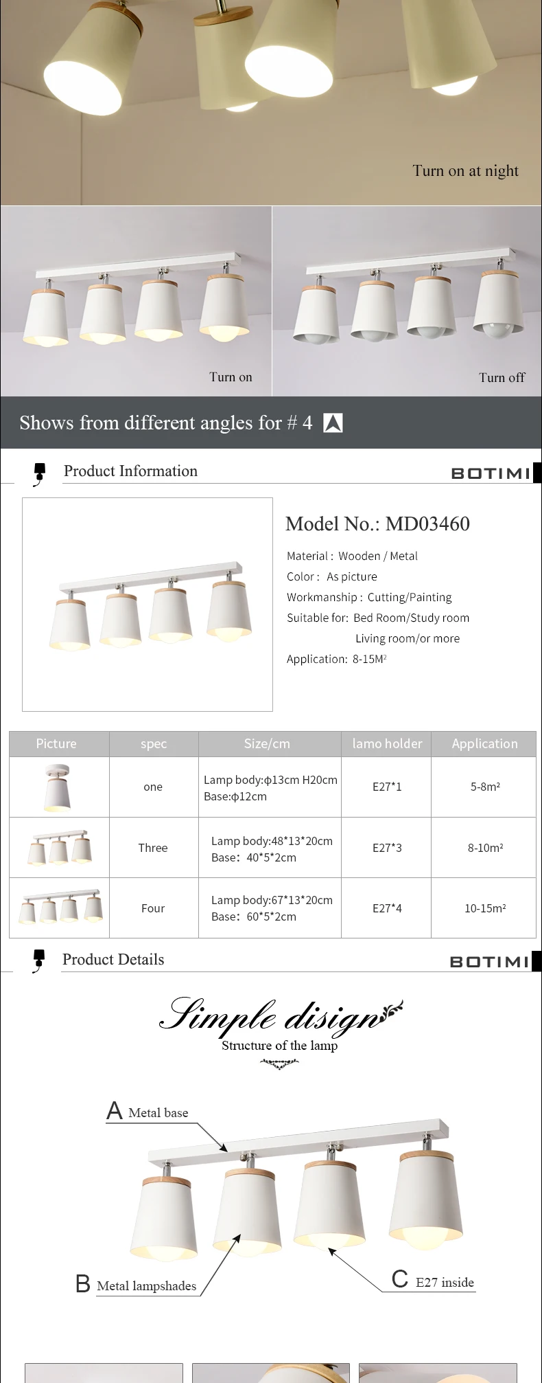 Luzes de Teto para Corredor Corredor de Metal Lamparas de Techo Luminárias de Madeira Botimi Branco Moderno Corredor de Metal Ajustável E27 Coberta 4 white ceiling light