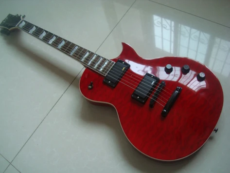 

Free shipping E SP quilted top Eclipse red LP custom guitar iron cross can be active EMG pickup mahogany rosewood one piece neck