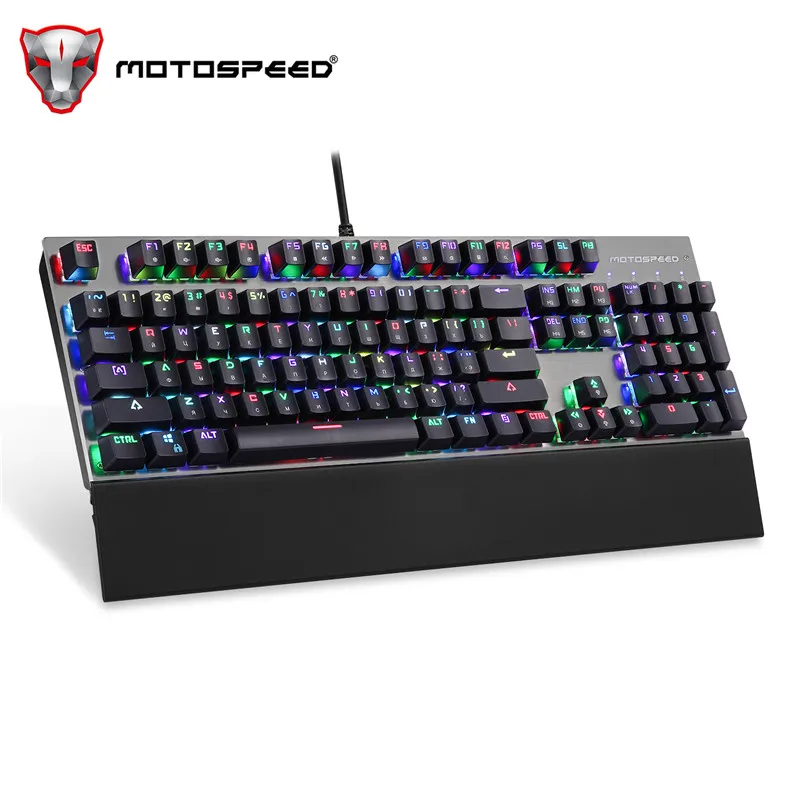 Original Motospeed CK108 RGB blue switch Mechanical Russian Keyboard Gaming Wired LED BacklitAnti-Ghosting for Gamer PC desktop Original Motospeed CK108 RGB blue switch Mechanical Russian Keyboard Gaming Wired LED BacklitAnti-Ghosting for Gamer PC desktop