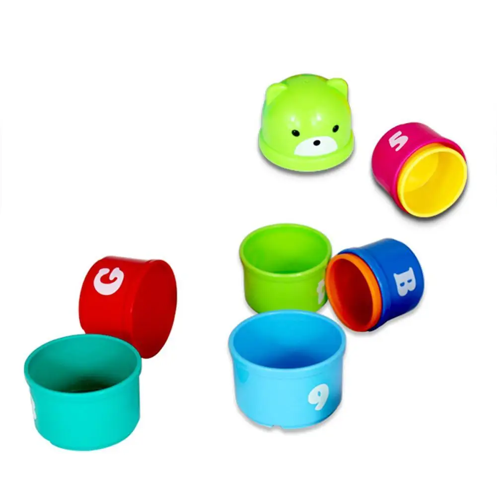 discounted 9Pcs/set Baby Children Kids Educational Toy New building Figures Letters Folding Cup Colorful Pagod