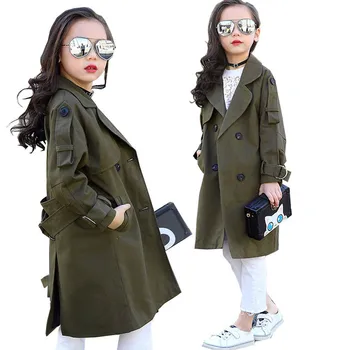 

New Spring Autumn Girls Trench Coat Children's Double breasted Windbreaker Outerwear Kids Children Turn Down Collar Overcoat P39