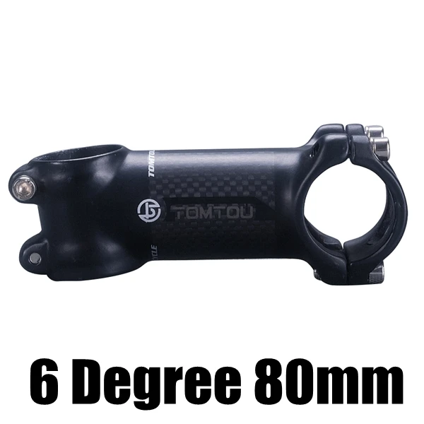 6 degree 80mm TOMTOU Сверхлегкий матовый черный 3 к углеродный+ алюминиевый стержень для шоссейного велосипеда велосипедный вынос руля для горного велосипеда для 31,8 мм велосипеда MTB части - Цвет: 6 degree 80mm