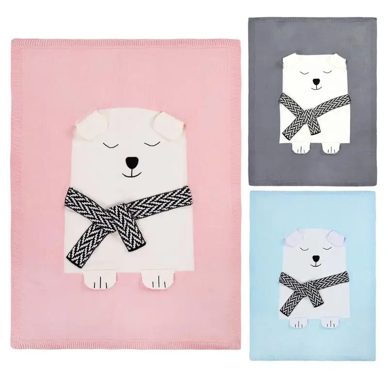 

Toddler Baby Knitted Sleeping Blanket Bear/Rabbit Print Wool Swaddling Blankets Bed Sofa Cover Wrap Soft Blankets