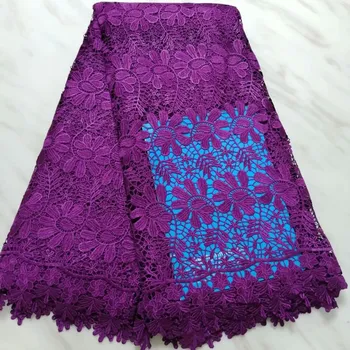 

purple colour milk silk 5yards water soluble lace fabric good quality guipure lace fabric for clothes FF167-6