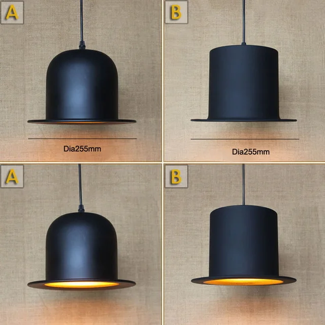 

antique black hat pendant lamp For Kitchen Lights Living/dining room/Edison Simple metal cap shade cover Pendant Light Fixture