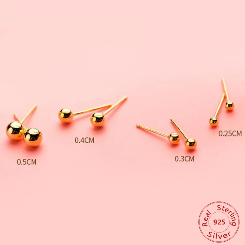 

4MM Small Bead Ball 925 Genuine Silver Color Stud Earring for Women Men Bijoux Brincos Prevent Allergy Cheap Sale