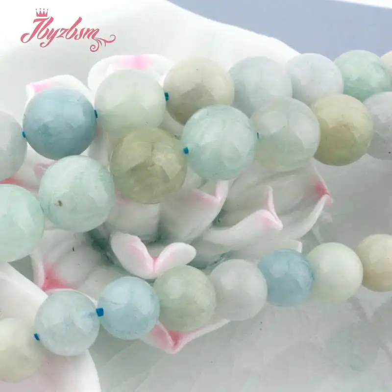 10mm Round Natural Multicolor Aquamarines Stone Beads For Bracelet Necklace DIY Jewelry Making Loose Strand 15
