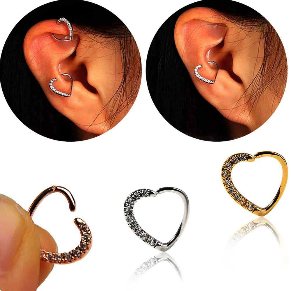 

1PC Heart Daith Piercing Jewelry Cartilage Tragus Piercing Hoop Nose Septum Ring Helix Earring Lip Nose Rings Body Jewelry