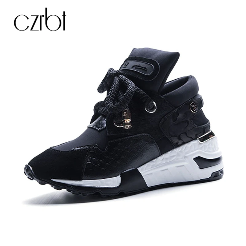 

CZRBT Spring Autumn Women Shoes High Quality Cow Leather Horsehair Height Increasing Casual Shoes Woman Fashion Platform Shoes