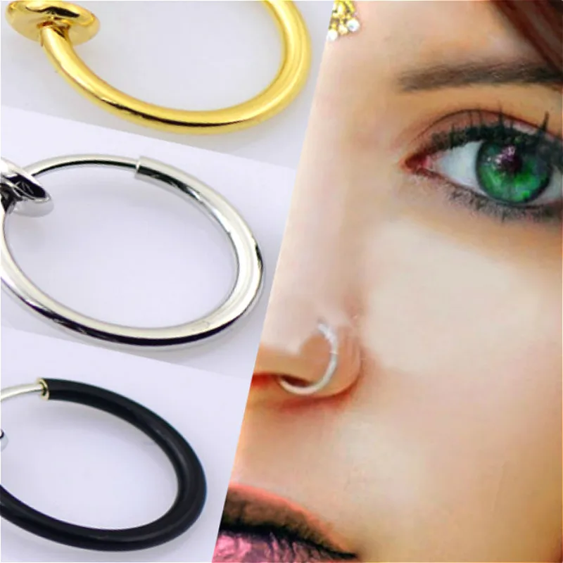 

2 Piece Fashion Women Fake Septum Medical Titanium Nose Ring Silver Gold Body Jewelry Clip Hoop For Women Septum Piercing Clip