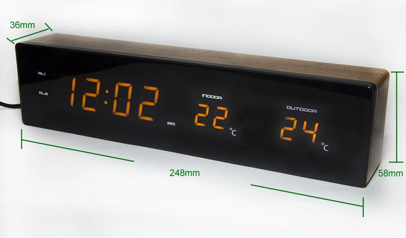 

LED Wooden Clock Temperature and Humidity Display Retro Alarm Clock with Snooze Function Living Rome Bedroom Decoration