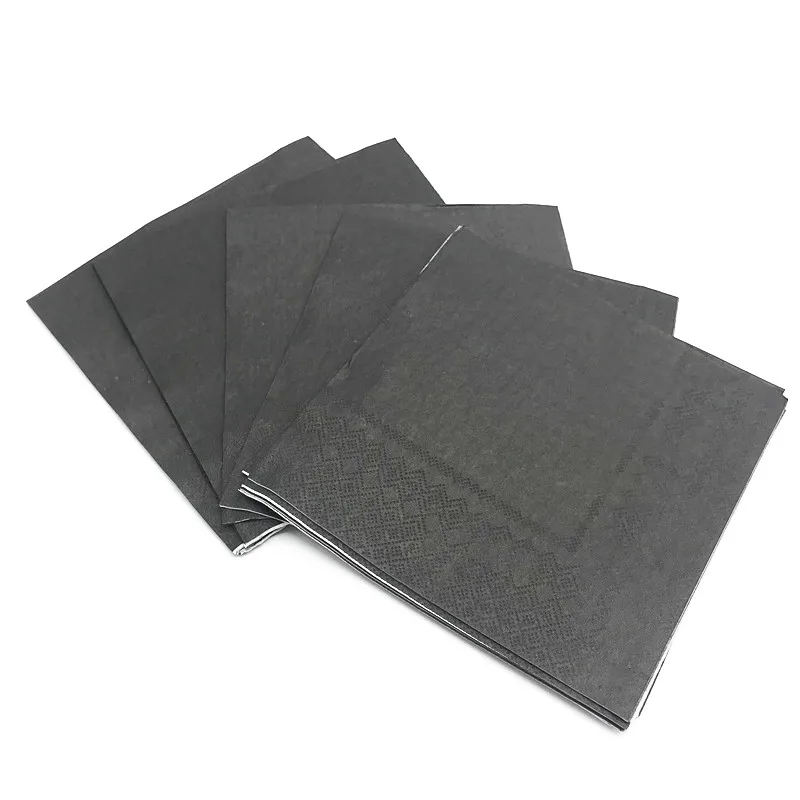 

20pcs black paper napkins black color theme birthday party decorations 33*33cm napkins black towels tissues party decorations