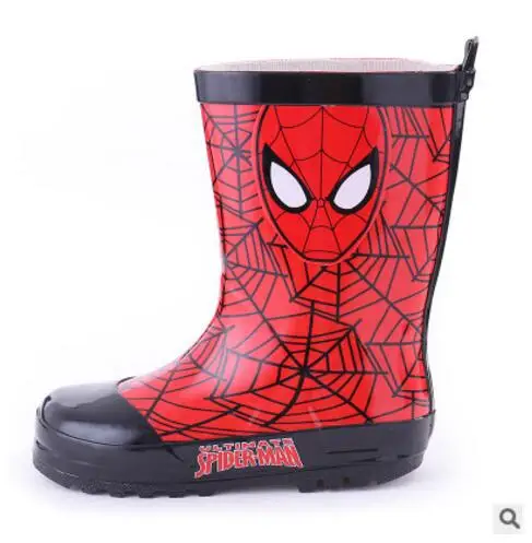 Детская обувь летняя Резиновая обувь с человеком-пауком для мальчиков высокие непромокаемые сапоги детская обувь ботиночки для мальчиков 9