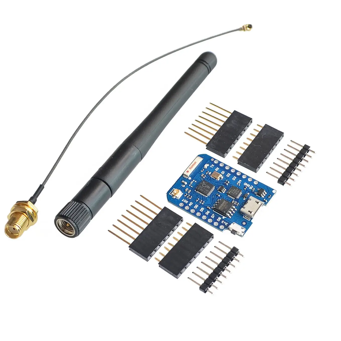 Conector de Antena Externa NodeMCU ESP8266 ESP-8266EX CP2104 WiFi Placa de  Desarrollo Micro USB WEMOS D1 Mini Pro 16 m Bytes Placas base Informática