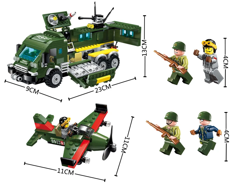  Enlighten Building Block Military Battle Army Land Force Special Assignment Gun Battle 3 Figures 20