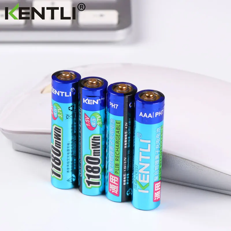 Bateria + 4 Pces Kentli Aaa Polímero Lítio Li-ion Baterias Recarregáveis Slots Carregador 8 1.5v 1180mwh - Image 2