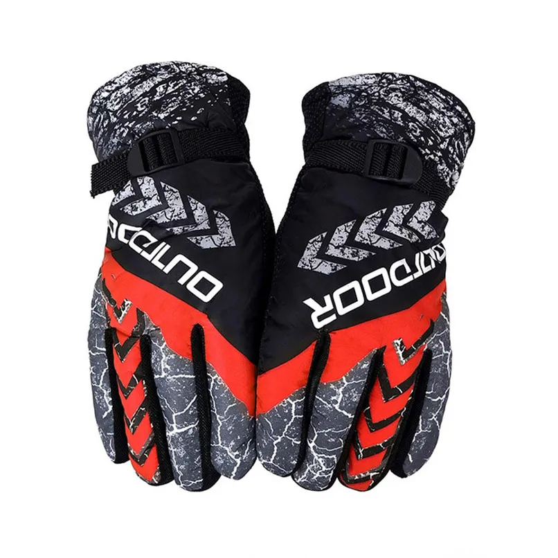 Ветрозащитные лыжные перчатки для велоспорта, спорта на открытом воздухе, альпинистские перчатки, теплые зимние перчатки, Нескользящие варежки, полный палец, противоскользящие, термальные# 2n - Цвет: Красный