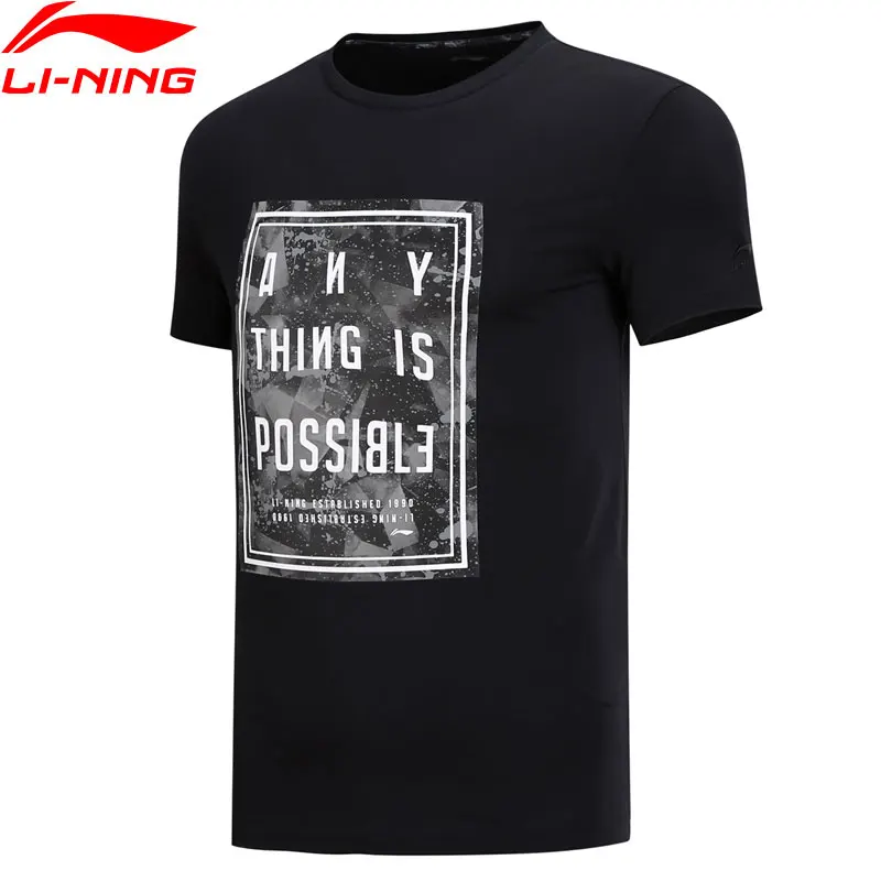 Распродажа) Li-Ning Мужская трендовая футболка, дышащая, хлопок, обычная посадка, подкладка, спортивные топы, футболки, футболки AHSN513 MTS2848