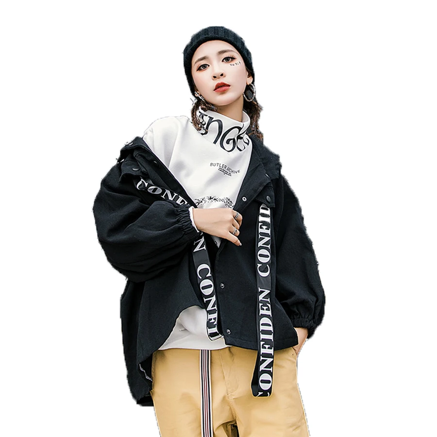 Patchwork Ruban Hiphop Veste Bomber Manteau Lâche Punk Casual 50d0030 Femmes Harajuku Vestes Rave Capuche À Streetwear HqYXwxBz