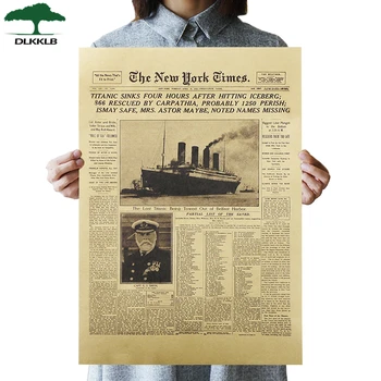 

DLKKLB Vintage Movie The New York Times Posters The Titanic Sank Headlines Posters Wall Stickers Room Decoration Paintings