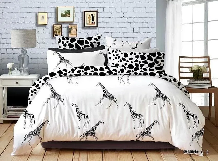3d Black And White Giraffe Bedding Comforter Set Sets Queen Size
