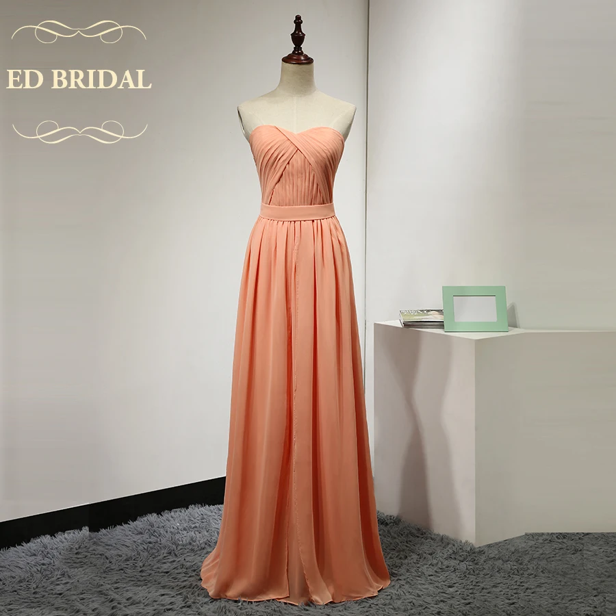 Custom Made A Line Chiffon Peach Bridesmaid Dress Long Party Gown robe demoiselle d'honneur |