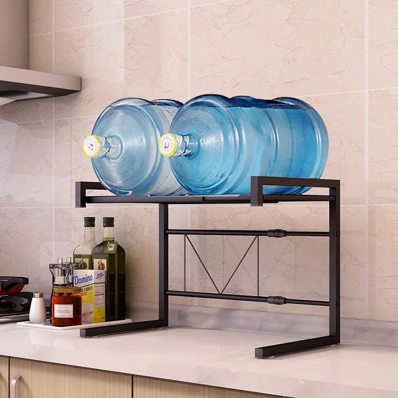  Multi functional provincial space retractable kitchen rack microwave oven rack oven rack 2 story st - 32920022734